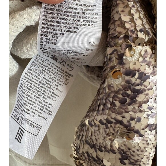 Banana Republic Gold cream Snake Sequined‎ Circle Midi Skirt Fully Lined  Size 0 - Picture 9 of 11